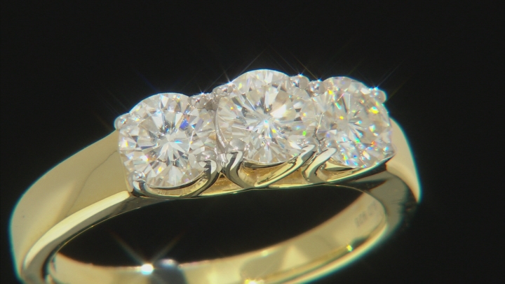 Moissanite 14k Yellow Gold Over Silver Ring 1.80ctw DEW. Video Thumbnail
