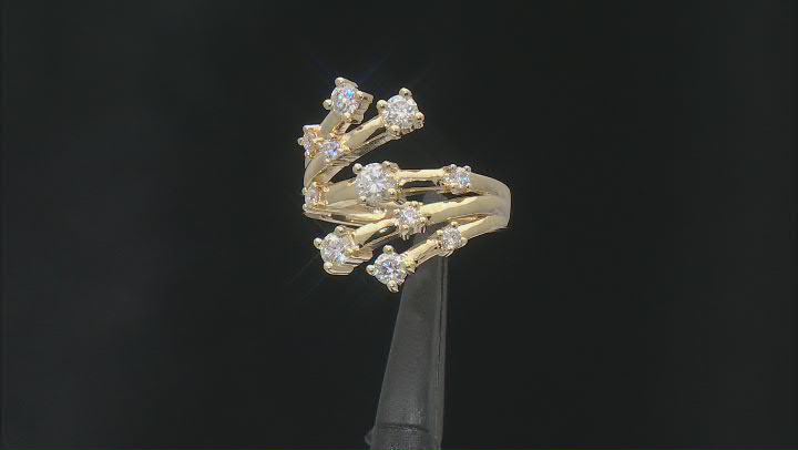 Moissanite 14k Yellow Gold Over Silver Scatter Design Ring 1.05ctw DEW Video Thumbnail