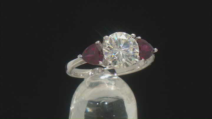Moissanite And Rhodolite Platineve® Ring 2.20ctw DEW Video Thumbnail