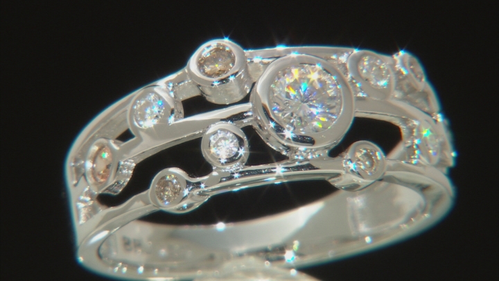 Moissanite And Champagne Diamond Platineve Ring .33ctw DEW Video Thumbnail