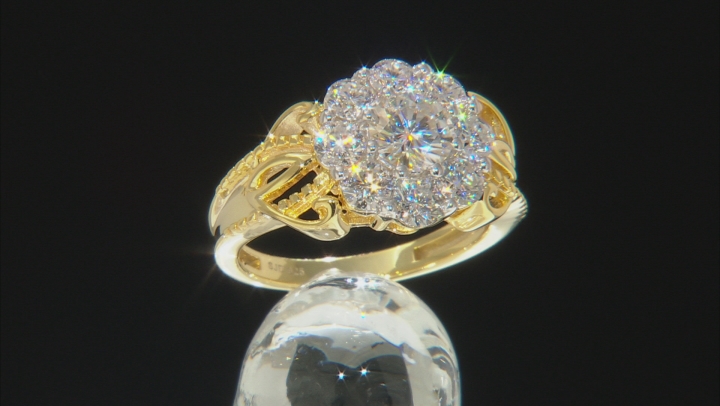 Moissanite 14k Yellow Gold Over Silver Ring 2.08ctw DEW. Video Thumbnail