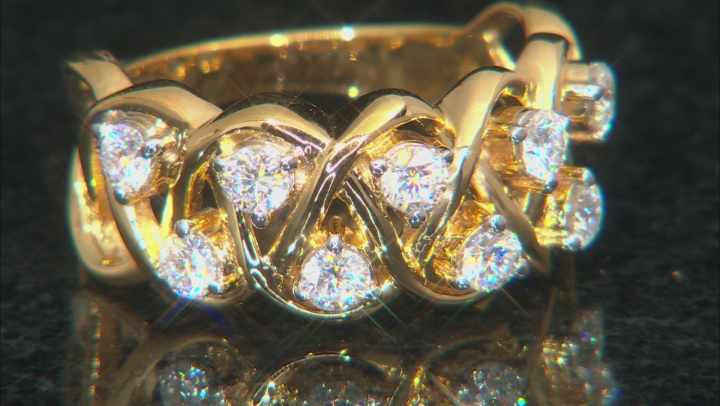 Moissanite 14k Yellow Gold Over Silver Ring .90ctw DEW Video Thumbnail