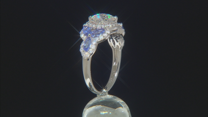 Moissanite And Tanzanite Platineve Ring 2.02ctw DEW. Video Thumbnail