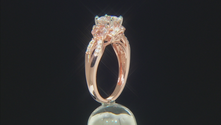 Moissanite And Morganite 14k Rose Gold Over Silver Ring 1.48ctw DEW. Video Thumbnail