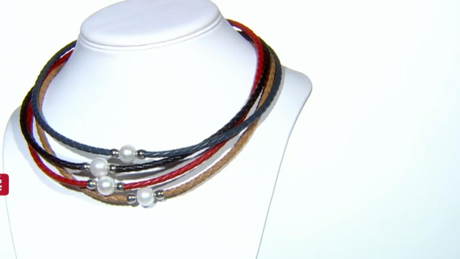 White Cultured Freshwater Pearl, Imitation Leather Silver Tone Necklace Set Video Thumbnail