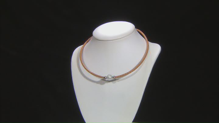 Cultured Freshwater Pearl, Imitation Leather Stainless Steel Necklace Set Video Thumbnail