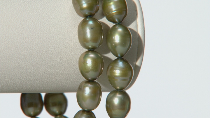 Pistachio Green Cultured Freshwater Pearl Stretch Bracelet Set of 2 Video Thumbnail