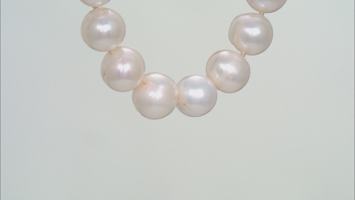 White Cultured Freshwater Pearl Rhodium Over Sterling Silver Strand Necklace Video Thumbnail
