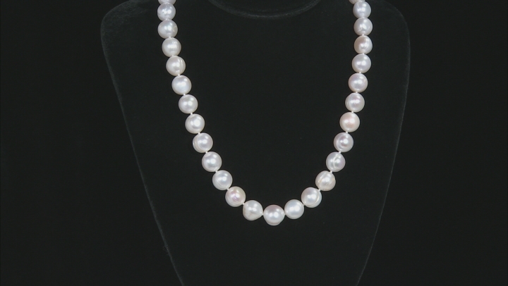White Cultured Freshwater Pearl Rhodium Over Sterling Silver 20 Inch Strand Necklace Video Thumbnail