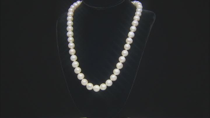 White Cultured Freshwater Pearl Rhodium Over Sterling Silver 24 Inch Necklace Video Thumbnail
