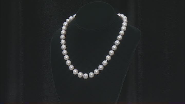 Silver Cultured Freshwater Pearl Rhodium Over Sterling Silver 18 Inch Strand Necklace Video Thumbnail