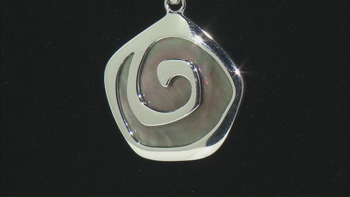 Tahitian South Sea Mother-of-Pearl & White Zircon Rhodium Over Sterling Silver Pendant With Chain Video Thumbnail