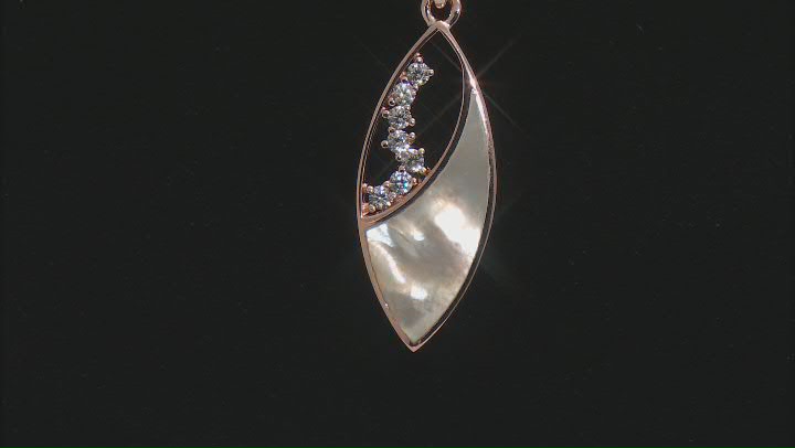 White South Sea Mother-of-Pearl & White Zircon 18k Rose Gold Over Sterling Silver Pendant with Chain Video Thumbnail