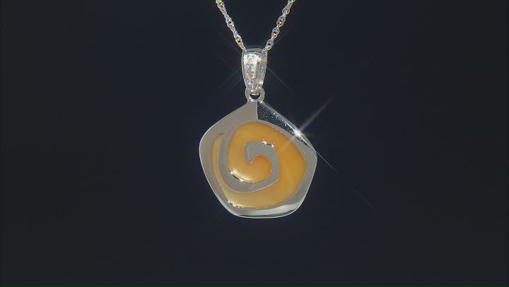 Golden South Sea Mother-of-Pearl & White Zircon Rhodium Over Sterling Silver Pendant with Chain Video Thumbnail