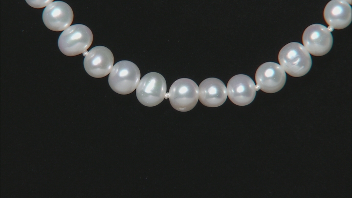 White Cultured Freshwater Pearl Rhodium Over Sterling Silver 28 Inch Strand Necklace Video Thumbnail