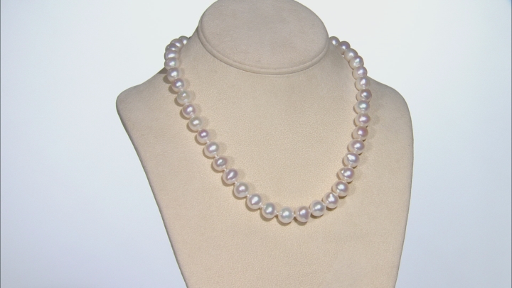 White Cultured Freshwater Pearl Rhodium Over Sterling Silver 18 Inch Strand Necklace Video Thumbnail