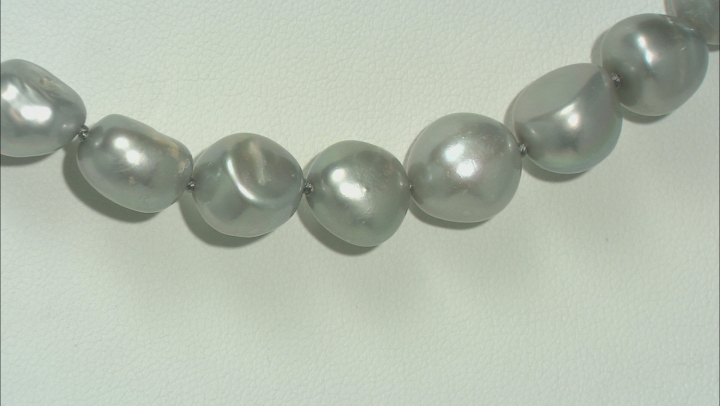 Silver Cultured Freshwater Pearl Rhodium Over Sterling Silver 18 Inch Strand Necklace Video Thumbnail