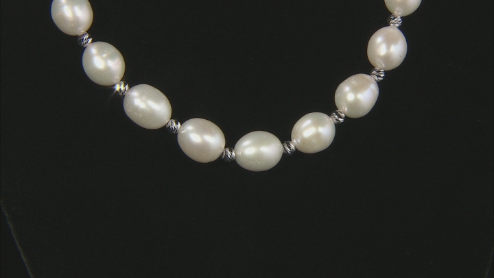 White Cultured Freshwater Pearl Rhodium Over Sterling Silver 18 Inch Necklace Video Thumbnail