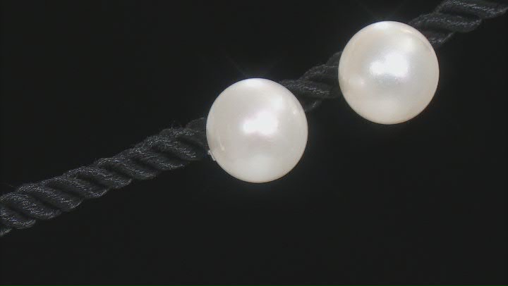 White Cultured Freshwater Pearl Rhodium Over Sterling Silver Stud Earrings Video Thumbnail