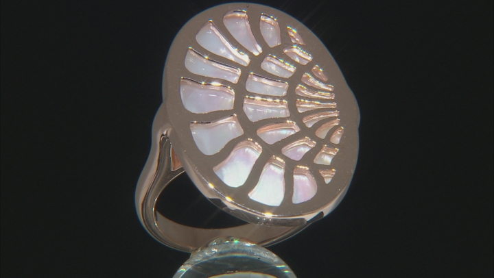 White South Sea Mother-of-Pearl 18k Rose Gold Over Sterling Silver Ring Video Thumbnail