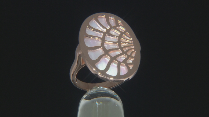 White South Sea Mother-of-Pearl 18k Rose Gold Over Sterling Silver Ring Video Thumbnail