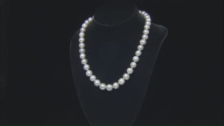 Silver Cultured Freshwater Pearl Rhodium Over Sterling Silver 20 Inch Strand Necklace Video Thumbnail