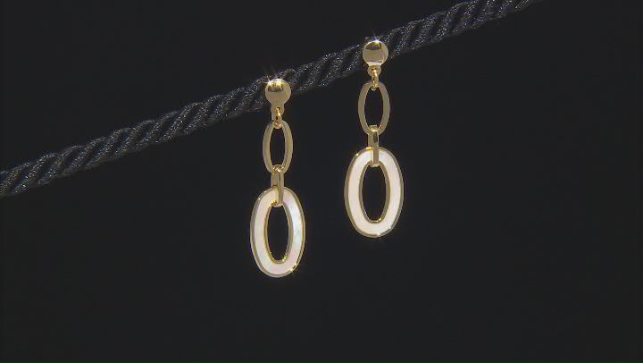 White South Sea Mother-of-Pearl 18k Yellow Gold Over Sterling Silver Earrings Video Thumbnail