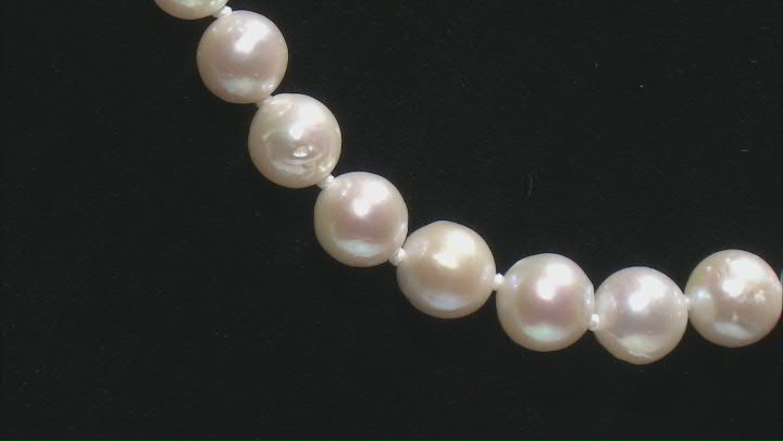 White Cultured Freshwater Pearl Rhodium Over Sterling Silver 18 Inch Strand Necklace