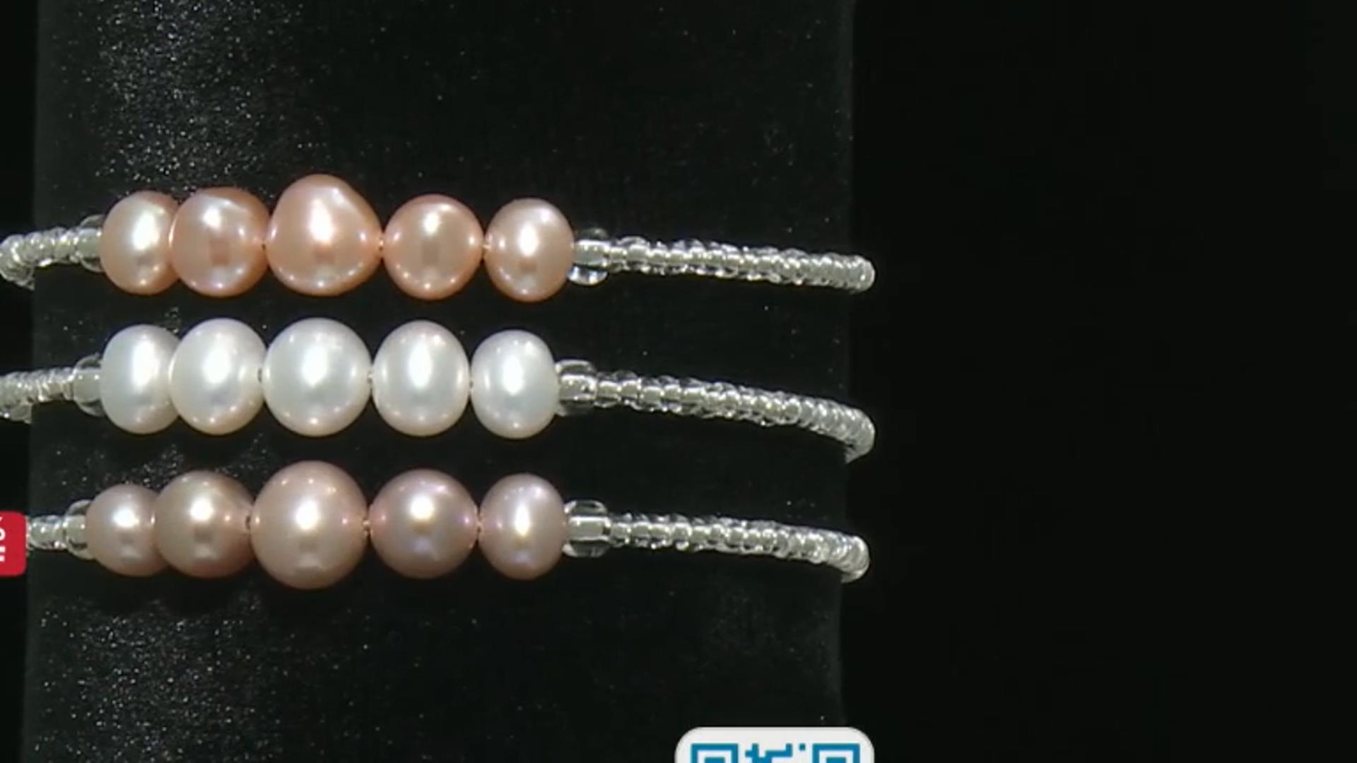 Light Multi-Color Cultured Freshwater Pearl & Glass Bead & Sterling Silver Bangle Set Video Thumbnail