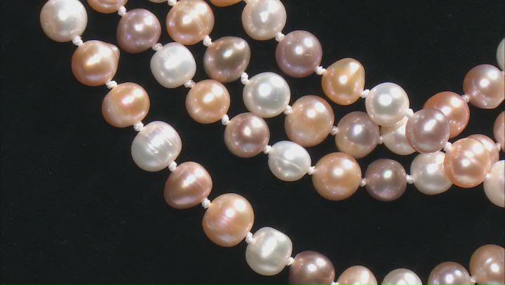 Multi-Color Cultured Freshwater Pearl 70 Inch Endless Strand Necklace Video Thumbnail