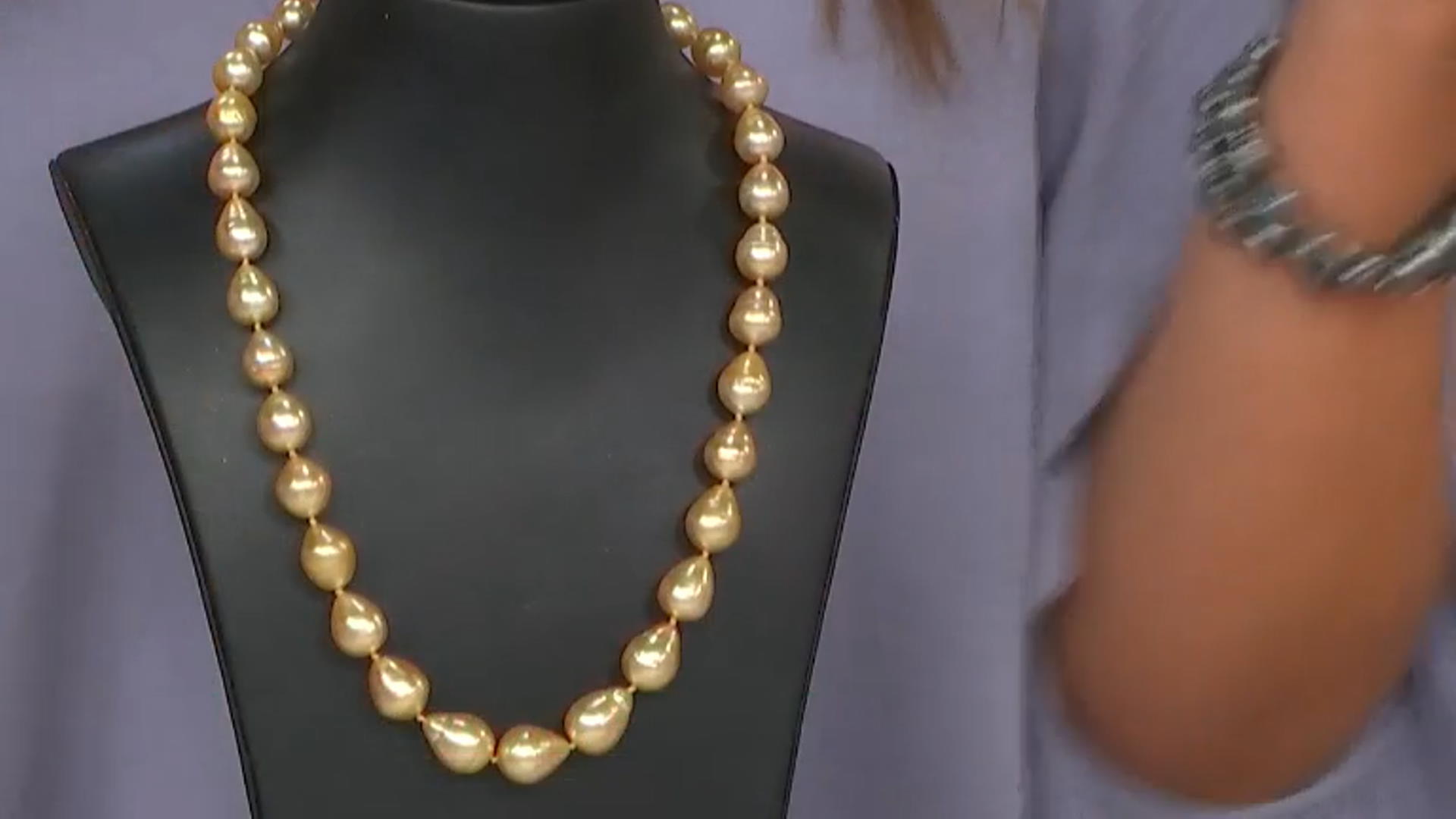 Golden Cultured South Sea Pearl 14k Yellow Gold Over Sterling Silver 18 Inch Strand Necklace Video Thumbnail