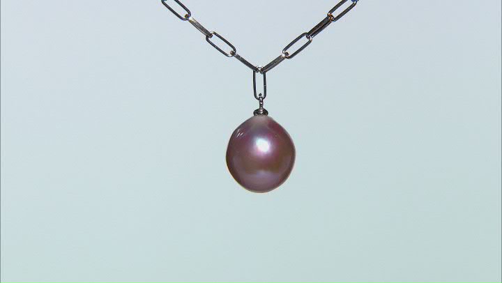 Pink Cultured Freshwater Pearl Rhodium Over Sterling Silver 22 Inch Necklace Video Thumbnail