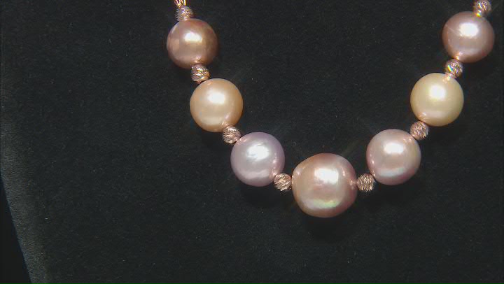 Multi-Color Cultured Freshwater Pearl 18k Rose Gold Over Sterling Silver Necklace Video Thumbnail