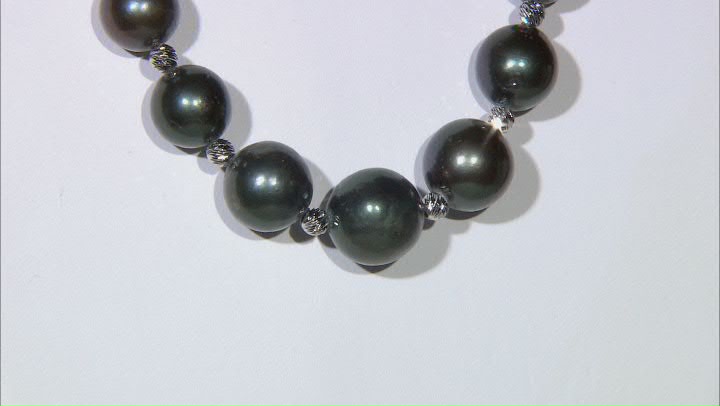 Black Cultured Freshwater Pearl Rhodium Over Sterling Silver 18 Inch Necklace Video Thumbnail