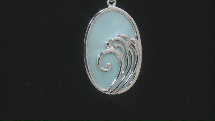 Blue South Sea Mother-of-Pearl Rhodium Over Sterling Silver Pendant Video Thumbnail