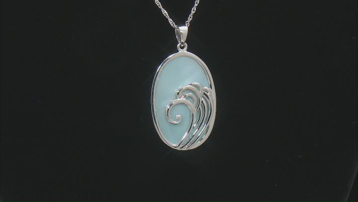 Blue South Sea Mother-of-Pearl Rhodium Over Sterling Silver Pendant Video Thumbnail