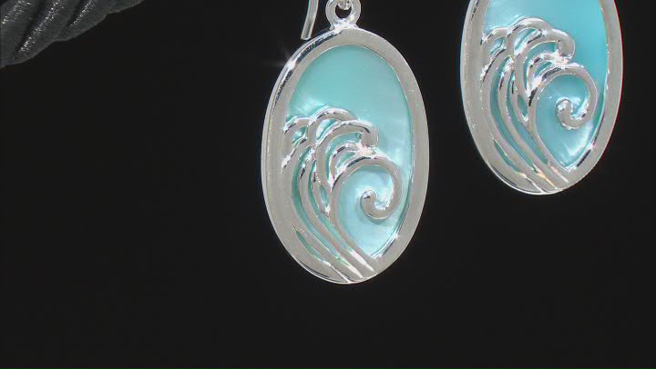 Blue South Sea Mother-of-Pearl Rhodium Over Sterling Silver Earrings Video Thumbnail