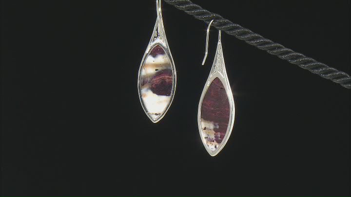 Purple Spiny Oyster Shell & White Topaz Rhodium Over Sterling Silver Earrings Video Thumbnail