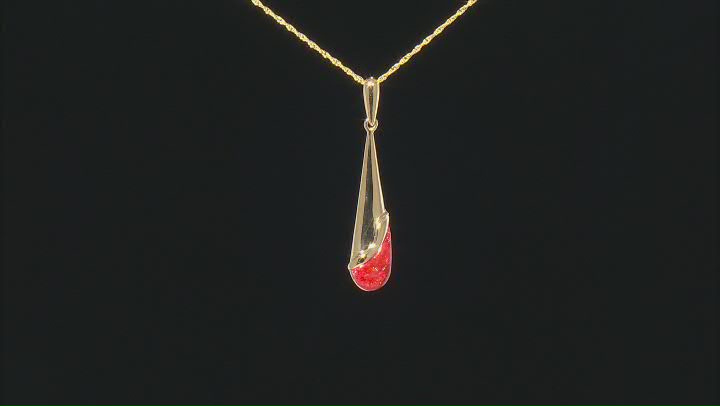 Red Sponge Coral 18k Yellow Gold Over Sterling Silver Pendant With Chain Video Thumbnail