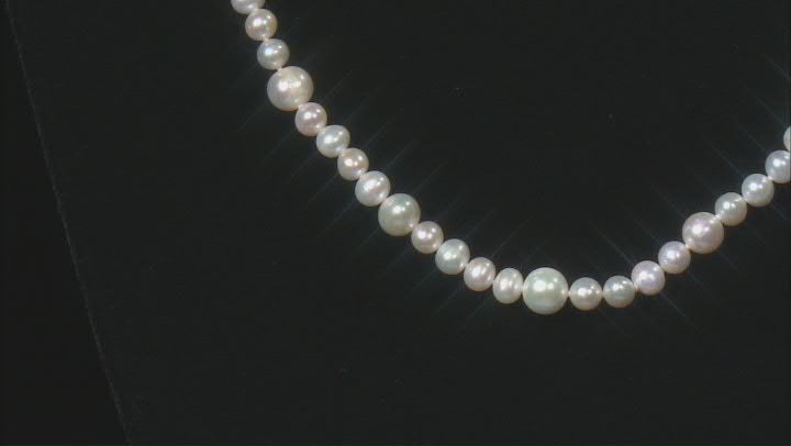 White Cultured Freshwater Pearl Rhodium Over Sterling Silver 38 Inch Strand Necklace Video Thumbnail