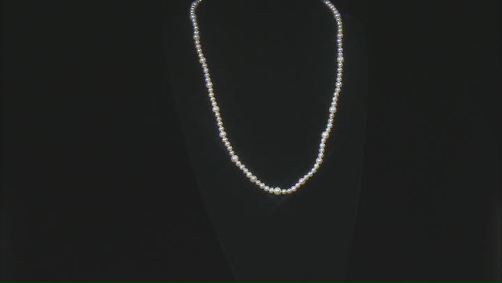 White Cultured Freshwater Pearl Rhodium Over Sterling Silver 38 Inch Strand Necklace Video Thumbnail