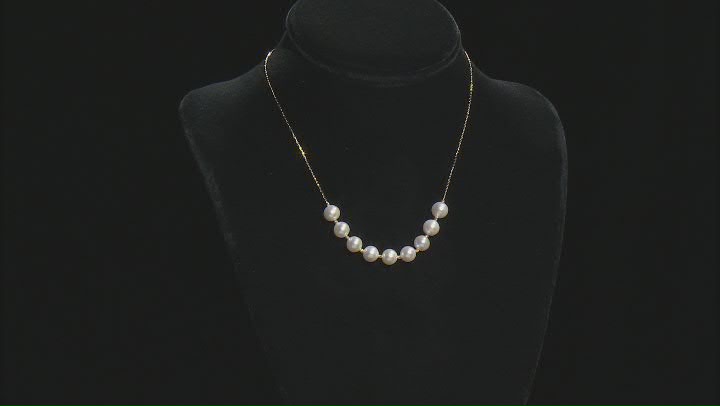 White Cultured Freshwater Pearl 14k Yellow Gold 16 Inch Necklace Video Thumbnail