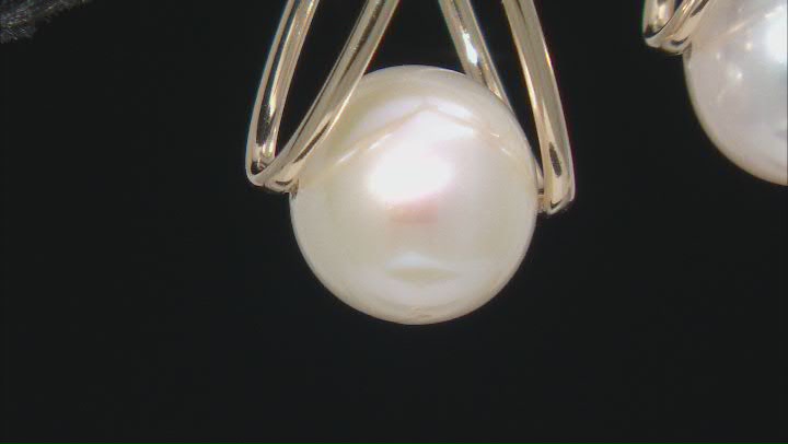 White Cultured Freshwater Pearl 14k Yellow Gold Earrings Video Thumbnail