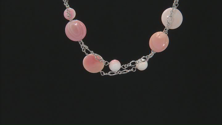 Pink Conch Shell Rhodium Over Sterling Silver 36 Inch Necklace Video Thumbnail