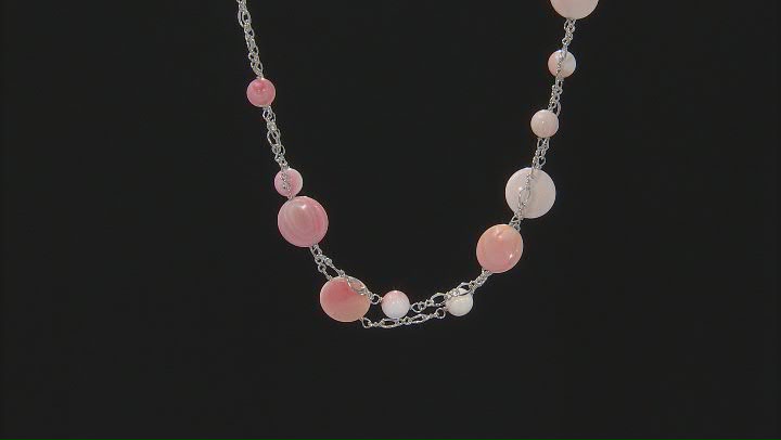 Pink Conch Shell Rhodium Over Sterling Silver 36 Inch Necklace Video Thumbnail