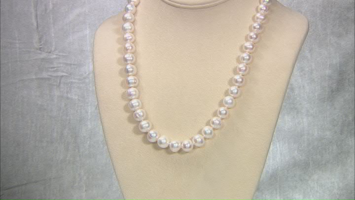 White Cultured Freshwater Pearl Rhodium Over Sterling Silver 20 Inch Strand Necklace Video Thumbnail