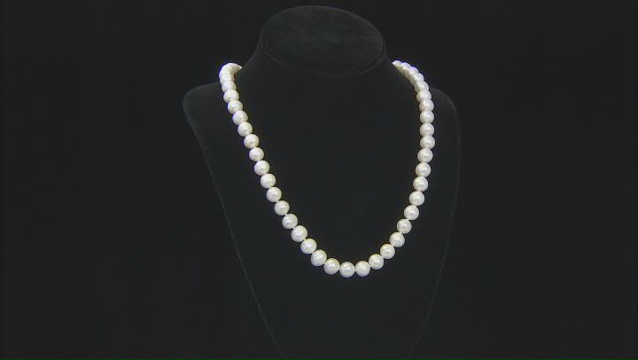 White Cultured Freshwater Pearl Rhodium Over Sterling Silver 24 Inch Strand Necklace Video Thumbnail