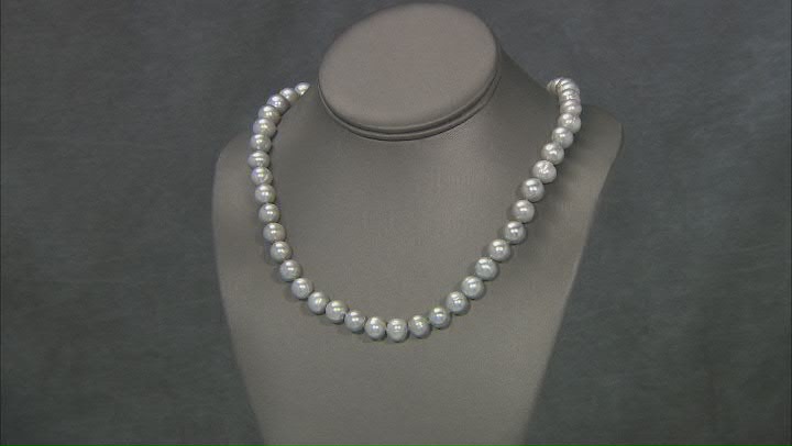 Platinum Cultured Freshwater Pearl Rhodium Over Sterling Silver 24 Inch Strand Necklace Video Thumbnail