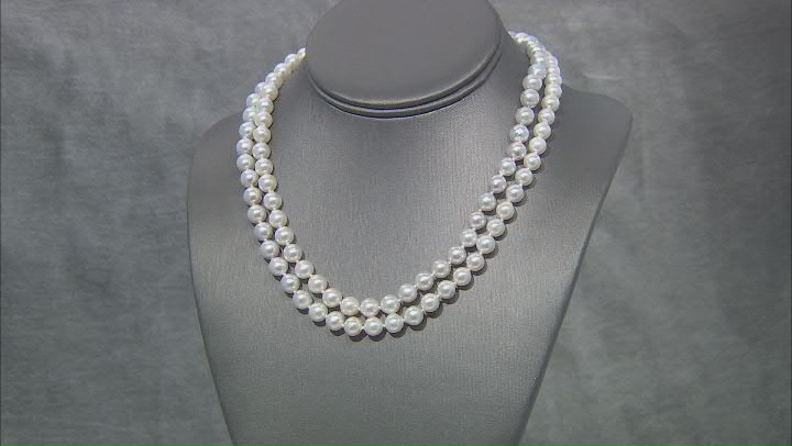 Multi-Color Japanese Akoya Pearl Rhodium Over Sterling Silver 36 Inch Graduated Necklace