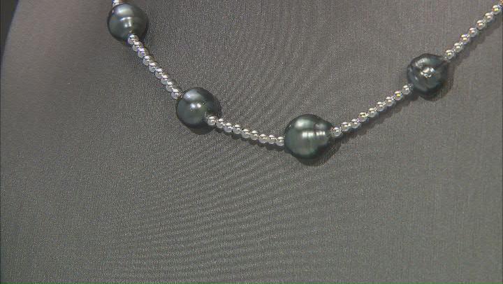 Cultured Tahitian Pearl Rhodium Over Sterling Silver 18 Inch Necklace Video Thumbnail